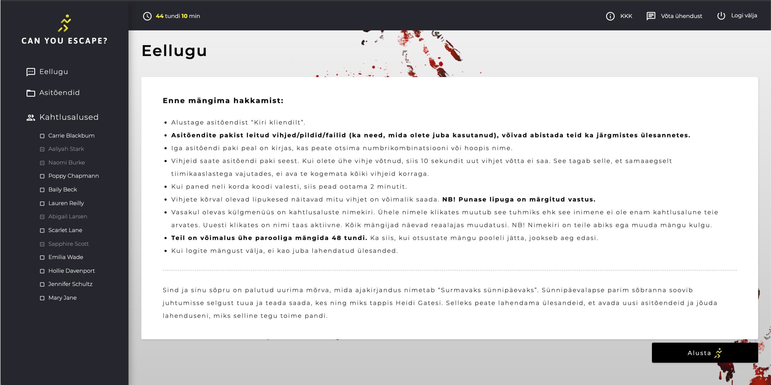Online-põgenemistuba “Surmav sünnipäev” | Kingitus