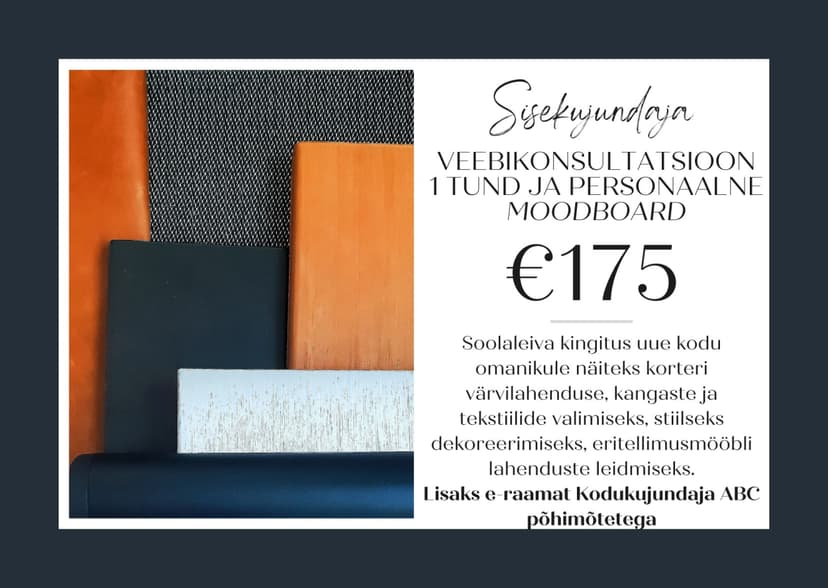 Sisekujundaja veebikonsultatsioon ja personaalne moodboard